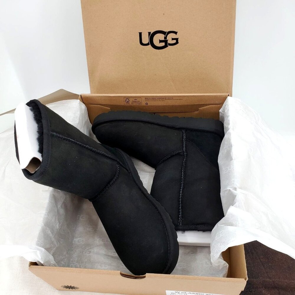 UGG 6 Classic Short II Woman Fur Boots Black Designer Luxury Suede Shoes Winter